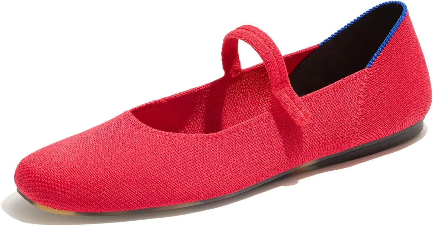 Rothy's The Square Mary Jane Women's Slip-On Shoes, Square-Toe Flats, Made from Recycled Plastic Bottles & Machine Washable