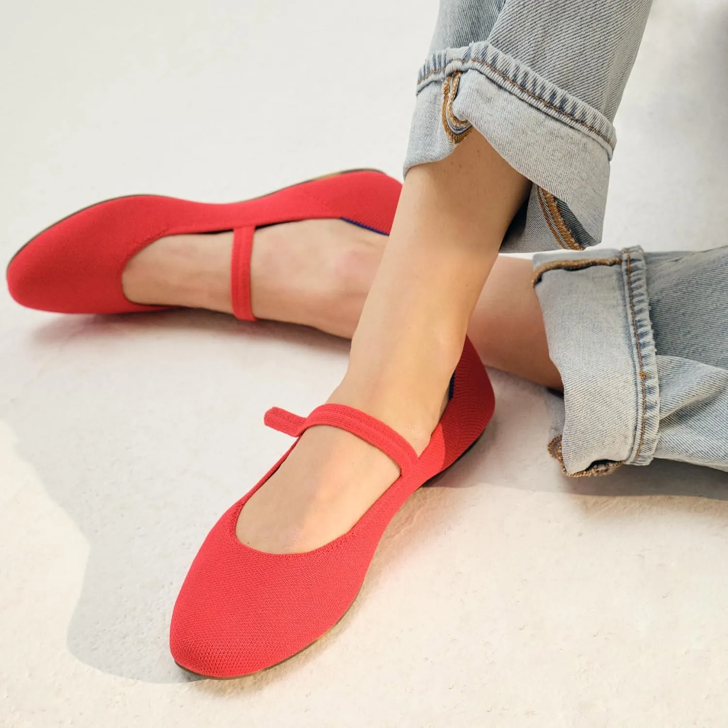 Rothy's The Square Mary Jane Women's Slip-On Shoes, Square-Toe Flats, Made from Recycled Plastic Bottles & Machine Washable