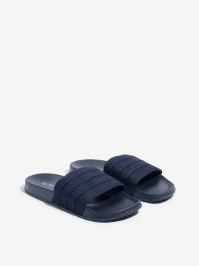 SOLEPLAY Navy Perforated Striped Slides