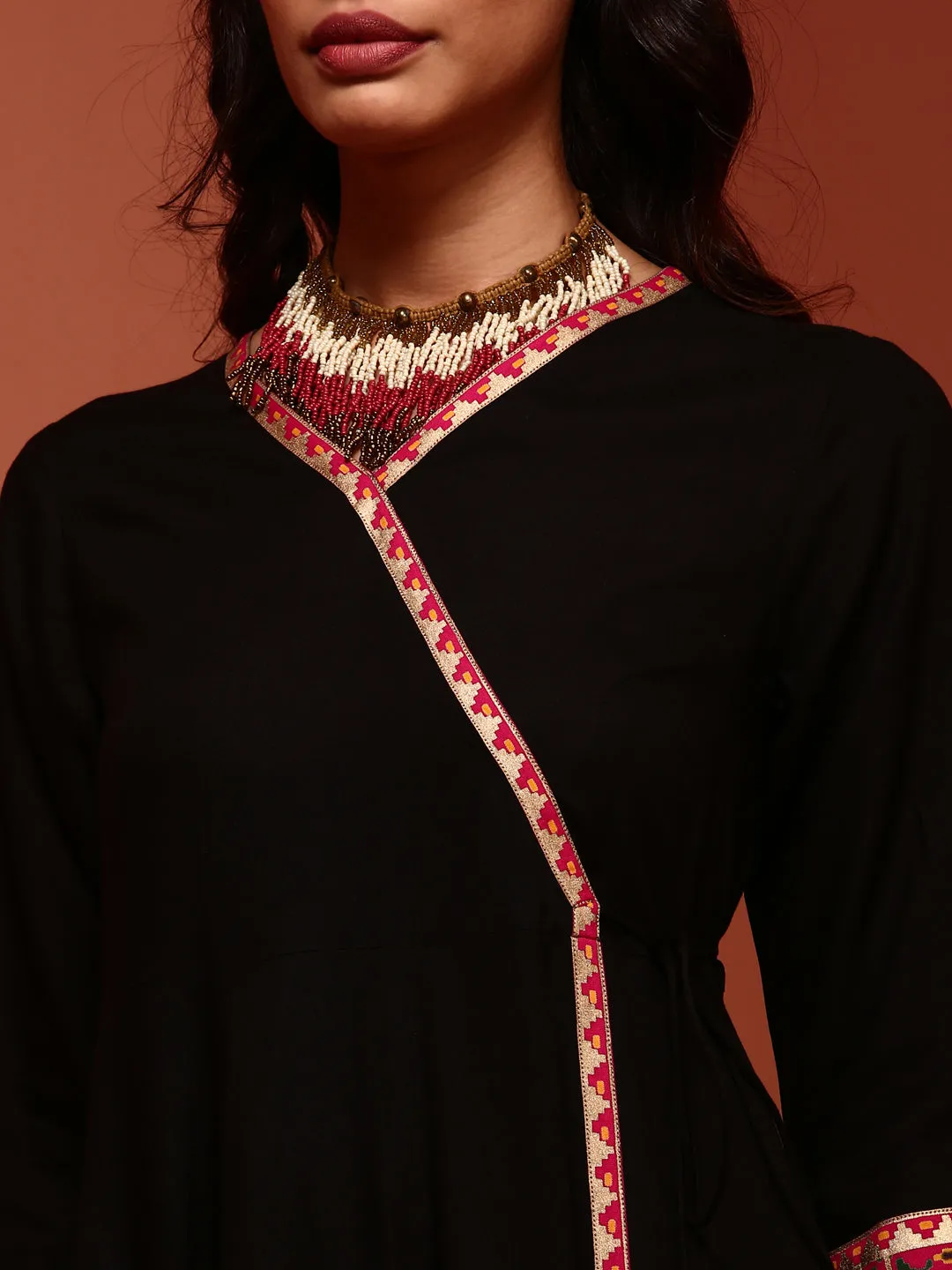 Solid Black A-line Kalidar Kurta