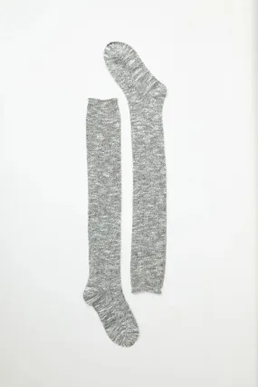 Speckled Knit Boot Socks- Gray