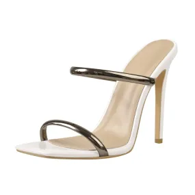 Square Toe Slip On Thin High Sandals