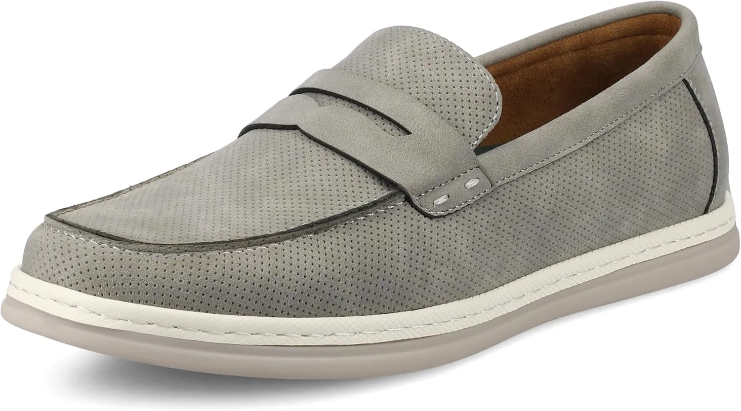 Vance Mens Brantley Penny Loafer Slip-on Perforated Pattern Round-Toe 6mm Vance Comfort System Insole Grey 10 Medium Mens US
