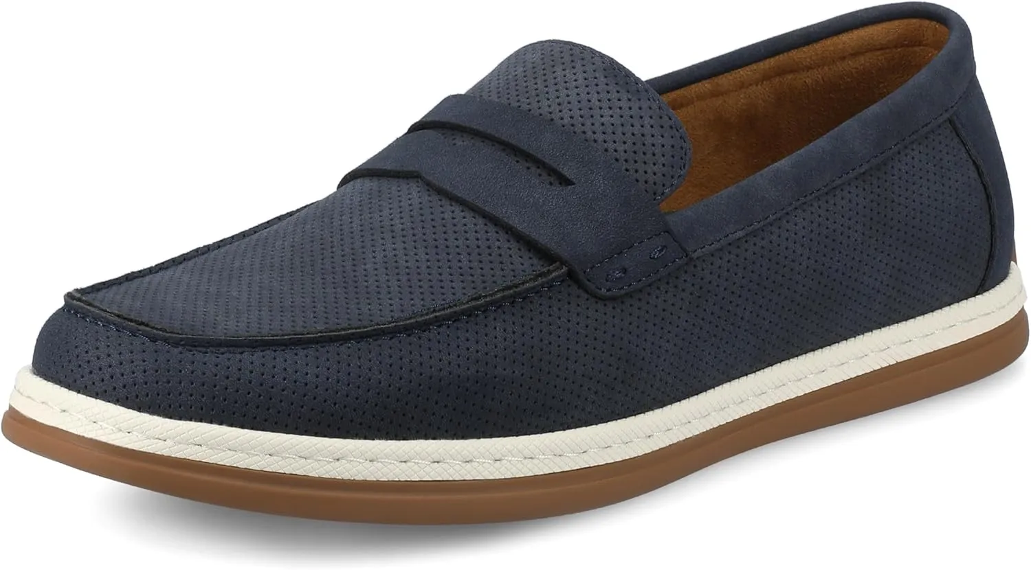 Vance Mens Brantley Penny Loafer Slip-on Perforated Pattern Round-Toe 6mm Vance Comfort System Insole Navy 11 Medium Mens US