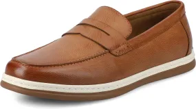 Vance Mens Brantley Penny Loafer Slip-on Perforated Pattern Round-Toe 6mm Vance Comfort System Insole Tan 13 Medium Mens US