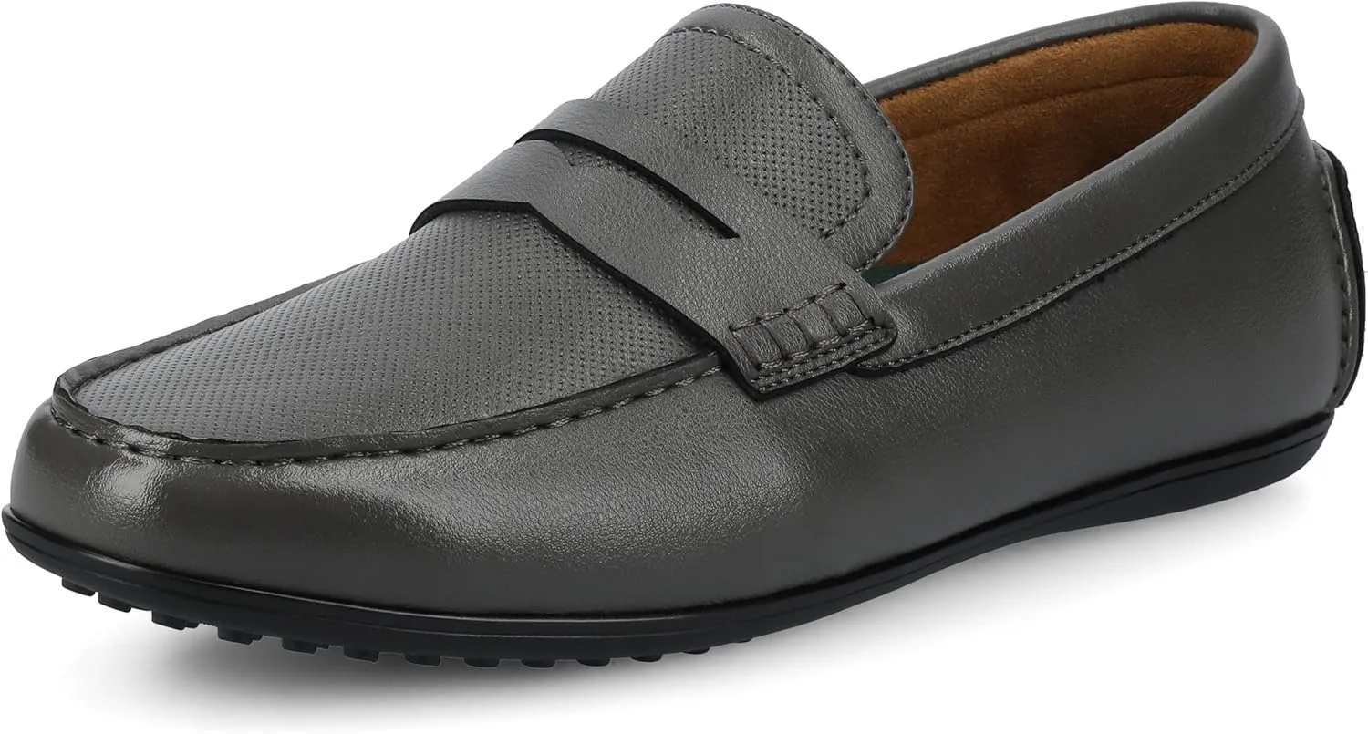 Vance Mens Yates Penny Loafer Casual Driving Shoe Perforated Faux Leather Round-Toe Slip-on 6mm Vance Comfort System Insole Grey 9 Medium Mens US