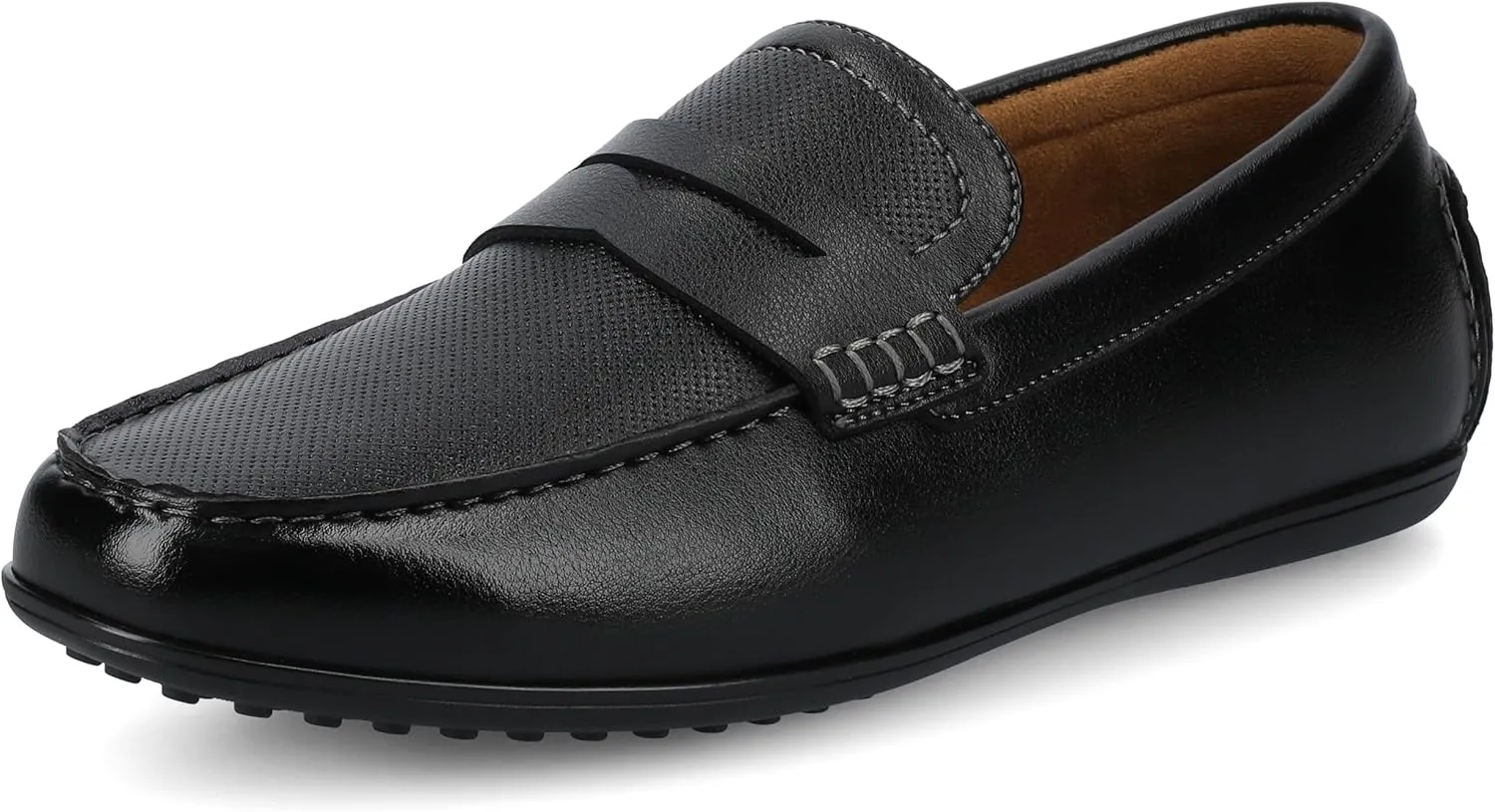 Vance Mens Yates Penny Loafer Casual Driving Shoe Perforated Faux Leather Round-Toe Slip-on 6mm Vance Comfort System Insole Wide Width Black 12 Wide Mens US