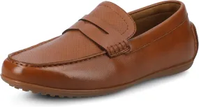 Vance Mens Yates Penny Loafer Casual Driving Shoe Perforated Faux Leather Round-Toe Slip-on 6mm Vance Comfort System Insole Wide Width Tan 10 Wide Mens US