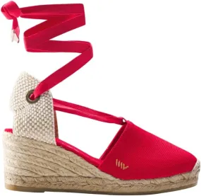 VISCATA Escala Espadrille Canvas Wedges with Sleek Ankle Laces Women's Lace Up Shoes Handmade in Spain Organic Cotton Canvas and 100% Natural Jute Midsole for All Occasions