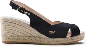 Viscata Llansa Canvas Wedge with Elegant Buckle Flattering 2 ½” Slingback Heel Women's Sandals with Breathable Organic Cotton Canvas and 100% Natural Jute Midsole for all Casual Occasions