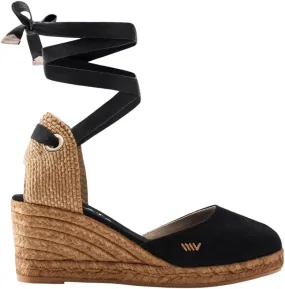 Viscata Sagaro Espadrille Canvas Wedges with Ankle Laces Spain Handmade 2 ½” Heel Women's Sandals with Breathable Organic Cotton Canvas and 100% Natural Jute for all Occasions: Casual, Work, Party