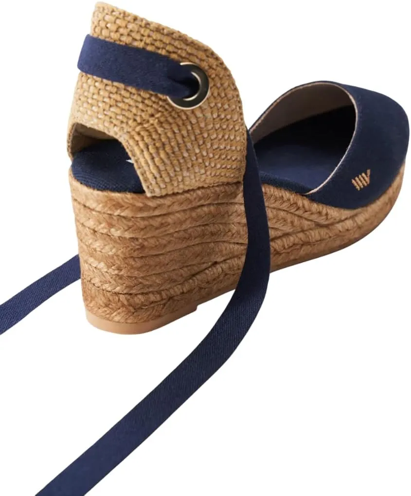 Viscata Sagaro Espadrille Canvas Wedges with Ankle Laces Spain Handmade 2 ½” Heel Women's Sandals with Breathable Organic Cotton Canvas and 100% Natural Jute for all Occasions: Casual, Work, Party