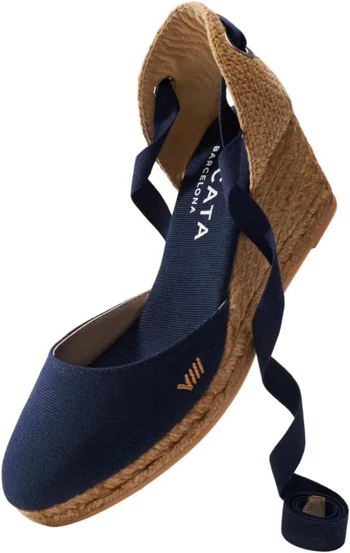 Viscata Sagaro Espadrille Canvas Wedges with Ankle Laces Spain Handmade 2 ½” Heel Women's Sandals with Breathable Organic Cotton Canvas and 100% Natural Jute for all Occasions: Casual, Work, Party