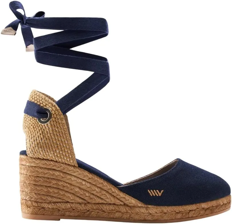 Viscata Sagaro Espadrille Canvas Wedges with Ankle Laces Spain Handmade 2 ½” Heel Women's Sandals with Breathable Organic Cotton Canvas and 100% Natural Jute for all Occasions: Casual, Work, Party