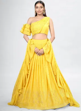 Yellow Embroidery Festive Lehenga Choli