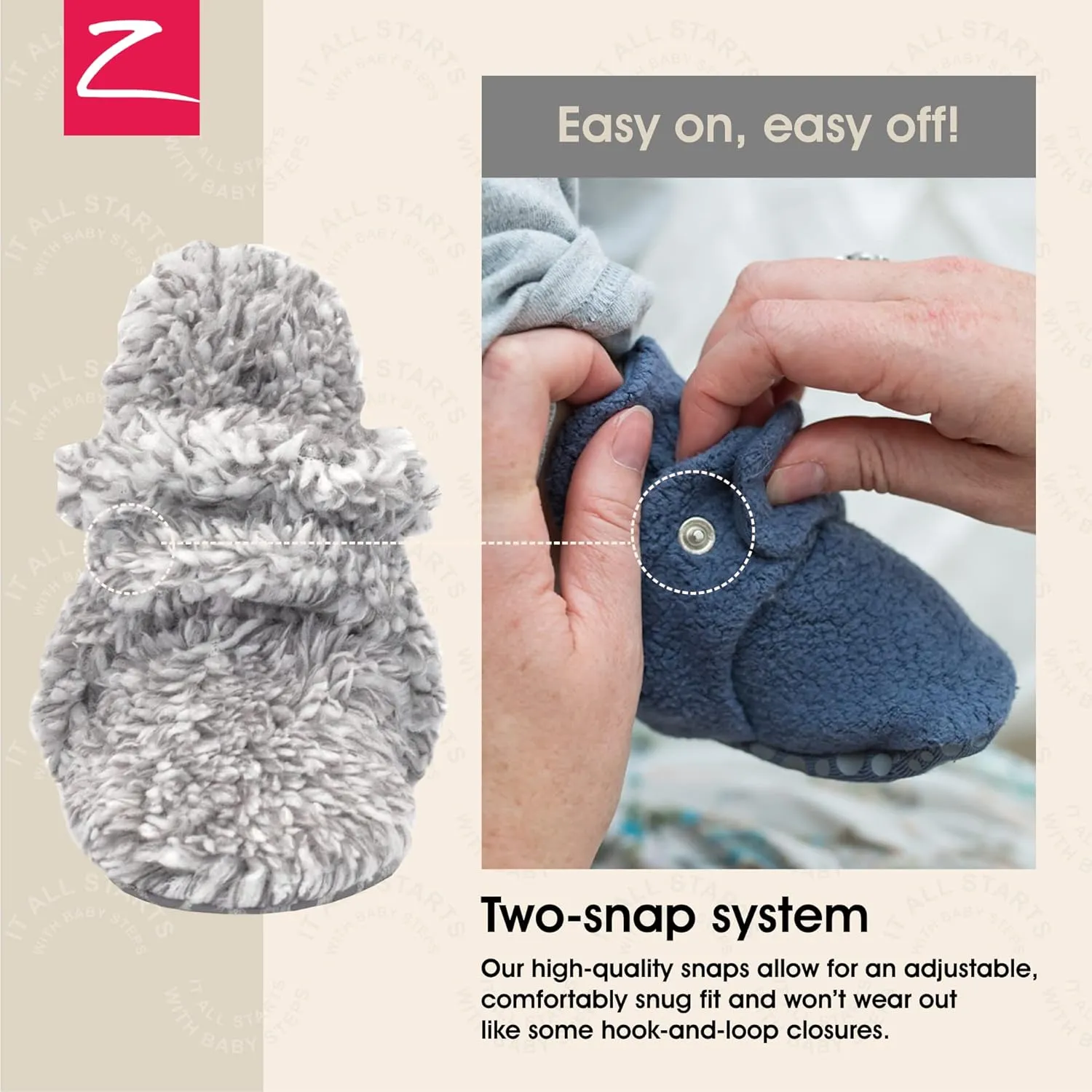 Zutano Unisex Furry Baby Booties with Grippers, Organic Cotton Lining, Baby Registry Must Haves