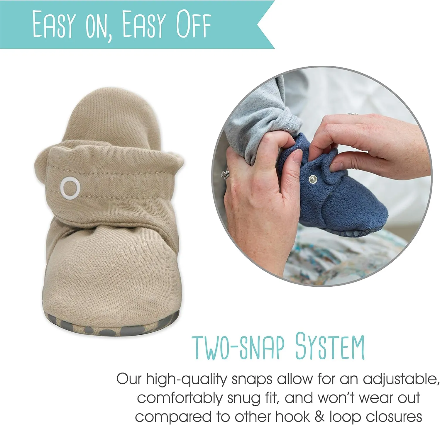 Zutano Unisex Organic Cotton Baby Booties With Gripper Soles