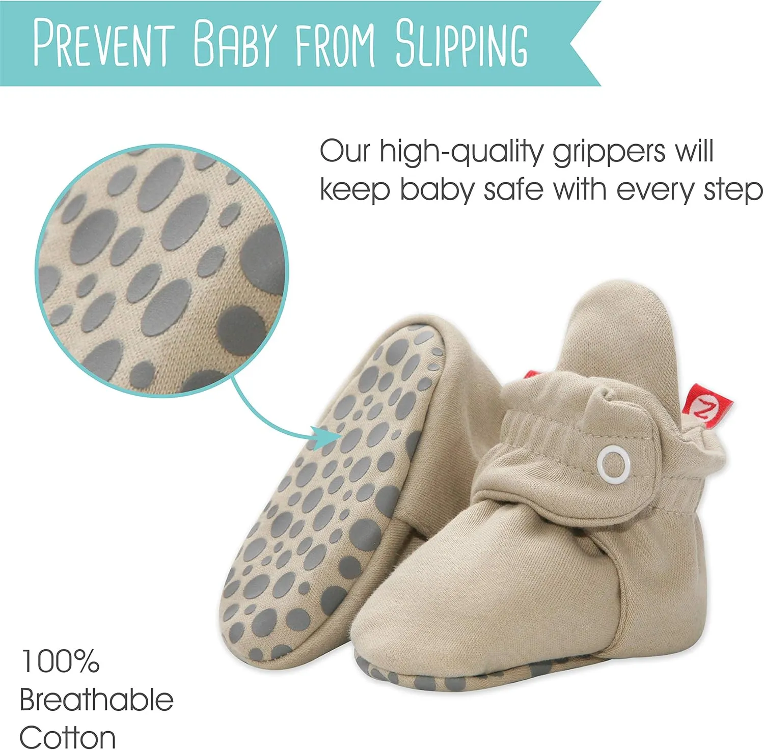 Zutano Unisex Organic Cotton Baby Booties With Gripper Soles