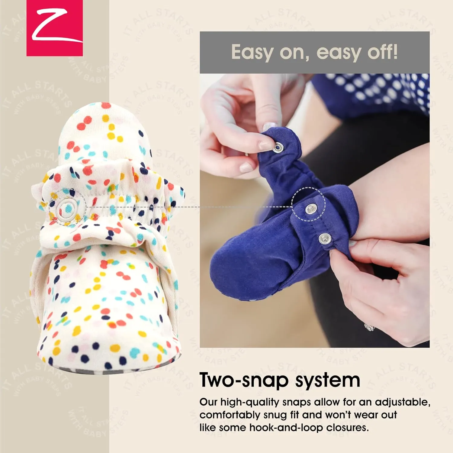 Zutano Unisex Organic Cotton Baby Booties With Gripper Soles