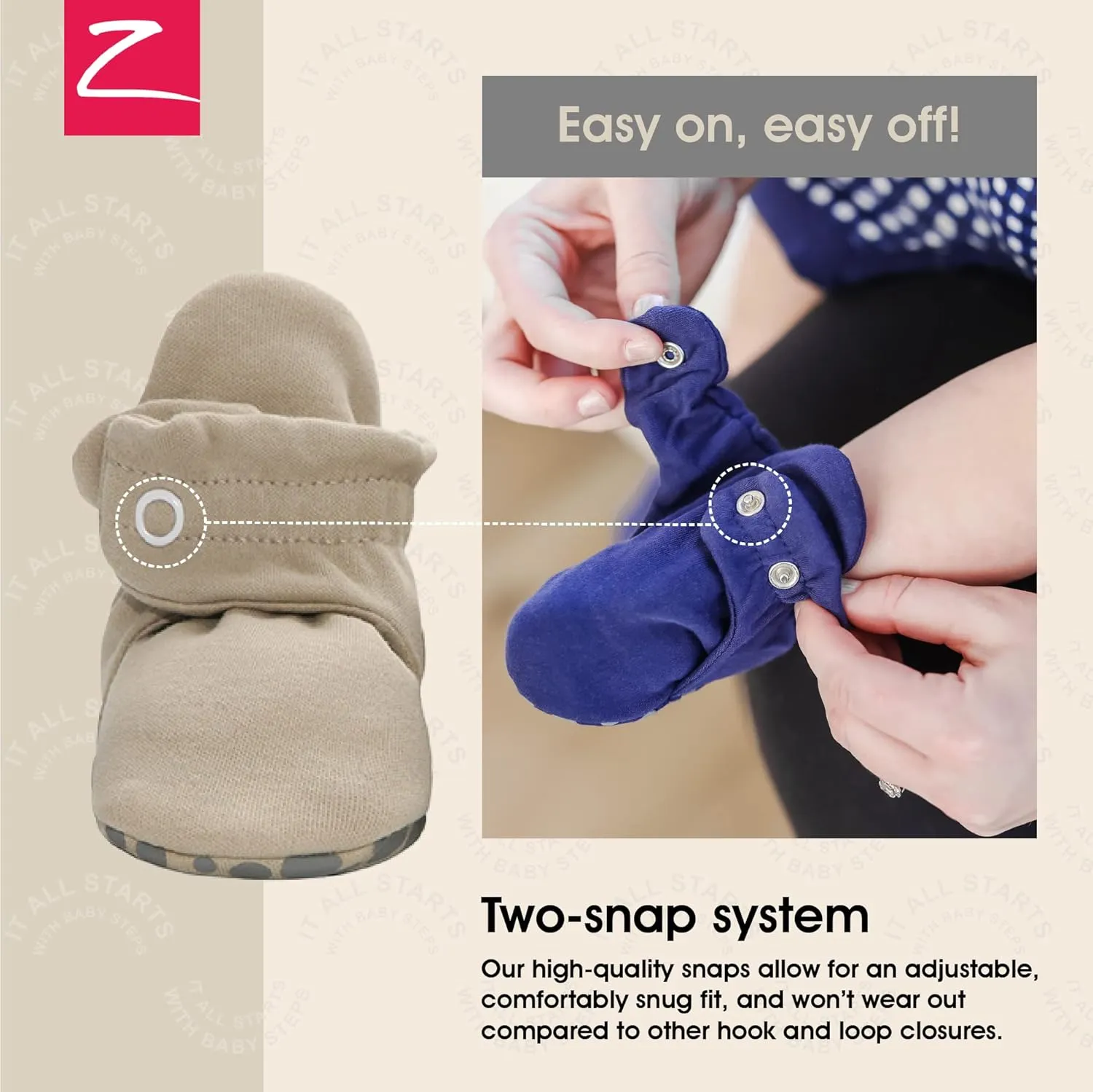 Zutano Unisex Organic Cotton Baby Booties With Gripper Soles